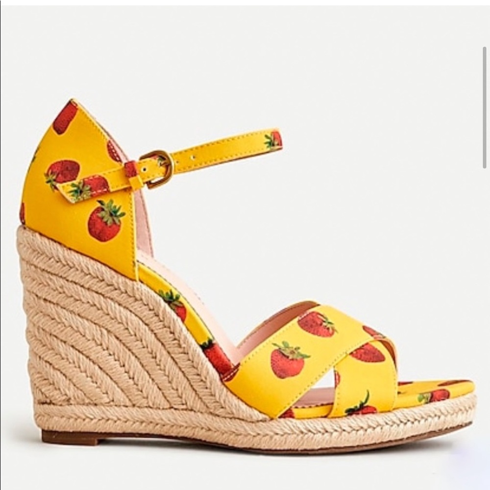 EDIE PARKER X J CREW Yellow Strawberry Wedges - AP604 - Sz 7